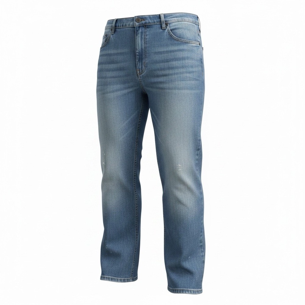 Wrangler Performance Series Men Jeans 46x30 Blue Straight Leg Light Wash Stretch